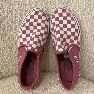 Vans Checkerboard Slip-On Sneakers Pink White
